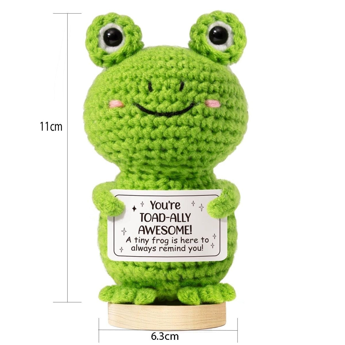 Handmade Crochet Positive Frog Doll, Cute Encouragement Plush, Emotional Support Tiny Frog, Inspirational Cheer-Up Gift