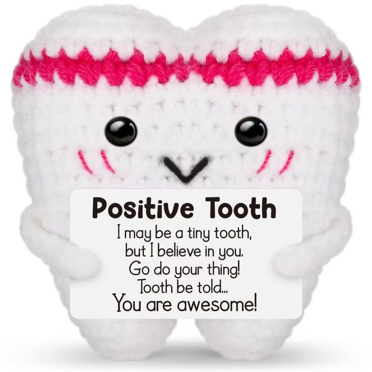 Handmade Crochet Positive Tooth Doll, Cute Encouragement Plush, Emotional Support Tiny Tooth, Funny Inspirational Gift