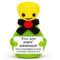 Handmade Crochet Positive Champagne Bottle Doll, Cute Celebration Encouragement Plush, Emotional Support Tiny Bottle, Inspirational Cheer-Up Gift