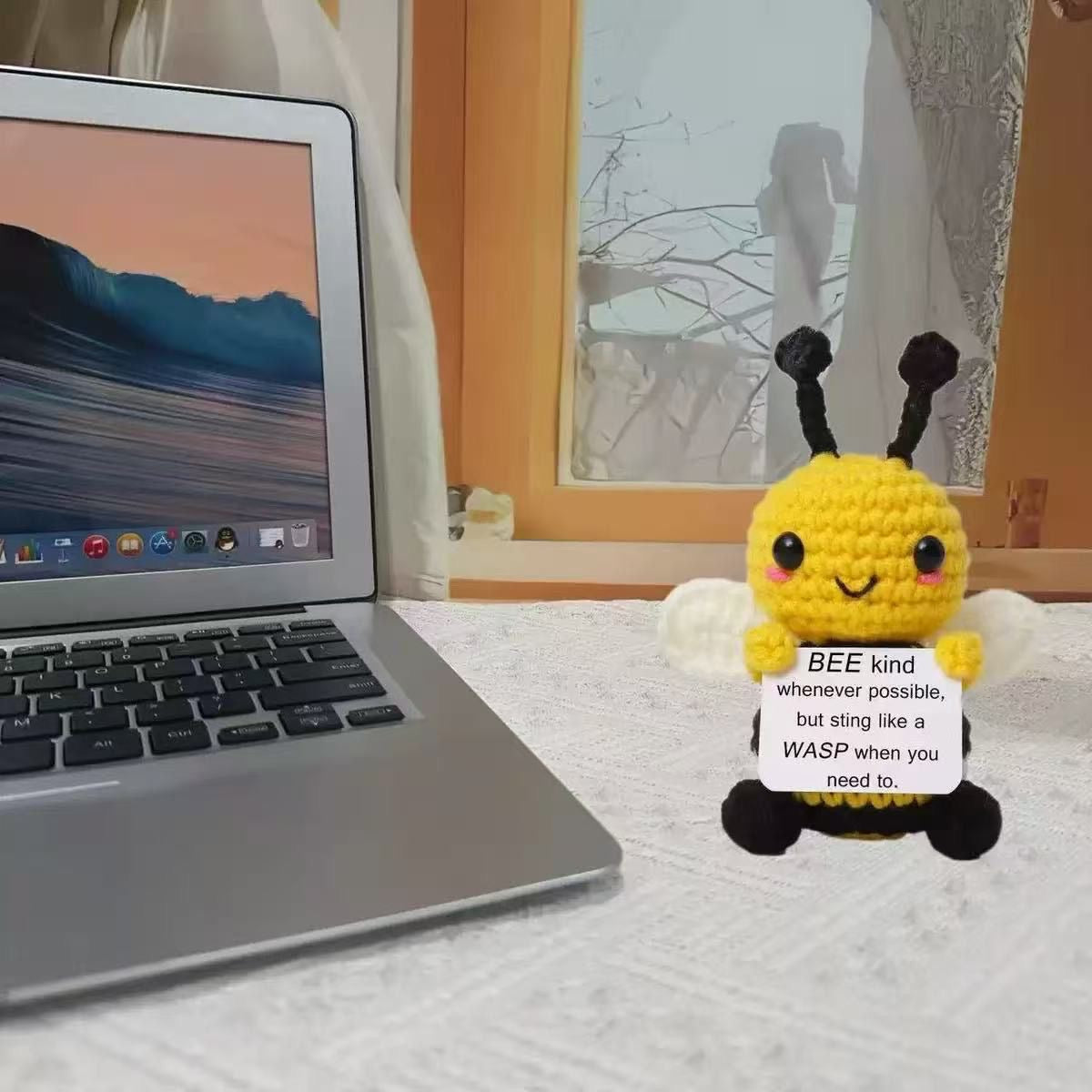 Handmade Crochet Positive Bee Doll, Cute Encouragement Plush, Insect-Themed Emotional Support Toy, Inspirational Cheer-Up Gift