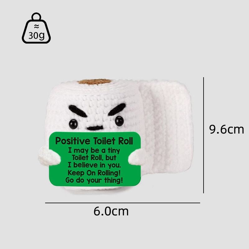Handmade Crochet Positive Toilet Roll Doll, Funny Encouragement Plush, Humorous Emotional Support Toy, Novelty Cheer-Up Gift