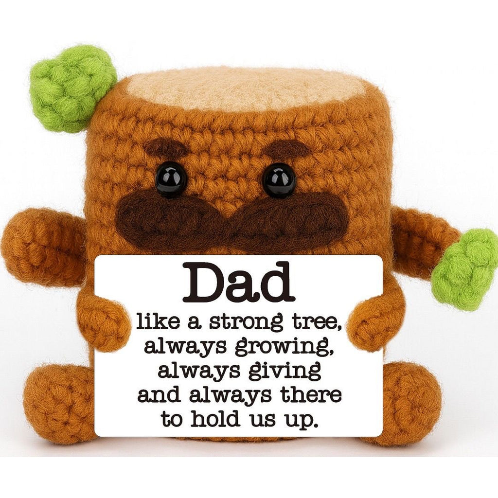 Handmade Crochet Tree Stump Dad Doll, Father’s Day Emotional Support Plush, Cute Dad Appreciation Gift, Inspirational Keepsake Ornament