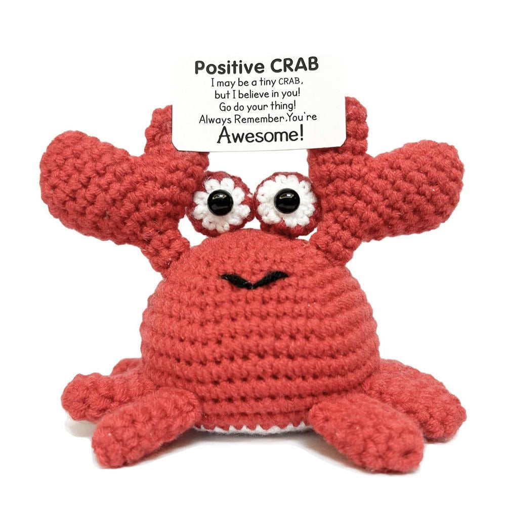 Handmade Crochet Positive Crab Doll, Cute Encouragement Plush, Emotional Support Tiny Crab, Inspirational Cheer-Up Gift