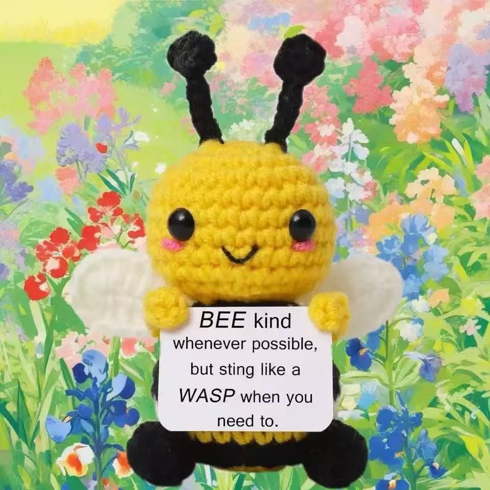 Handmade Crochet Positive Bee Doll, Cute Encouragement Plush, Insect-Themed Emotional Support Toy, Inspirational Cheer-Up Gift