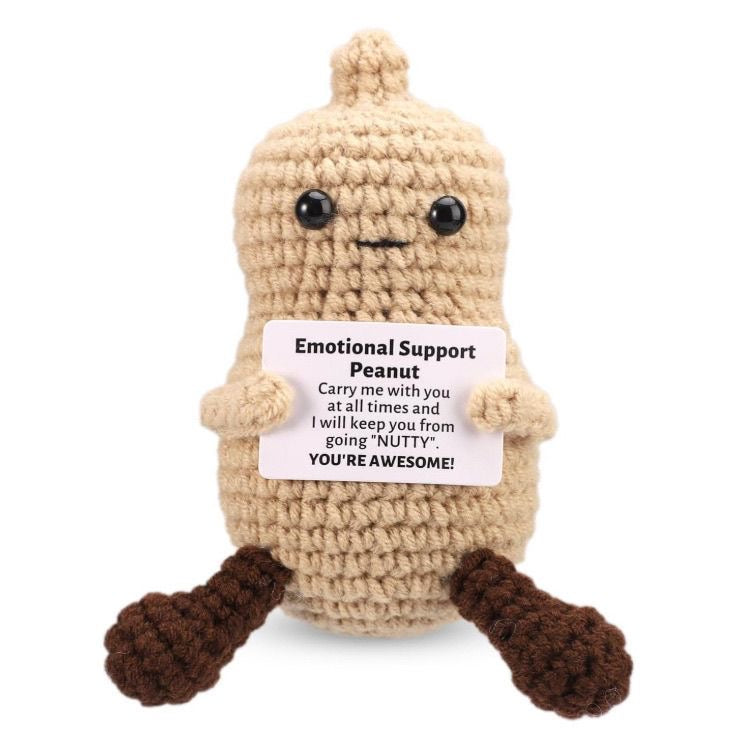 Handmade Crochet Emotional Support Peanut Doll, Cute Encouragement Plush, Funny Emotional Support Toy, Inspirational Cheer-Up Gift