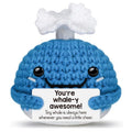 Handmade Crochet Positive Whale Doll, Cute Encouragement Plush, Emotional Support Tiny Whale, Inspirational Cheer-Up Gift