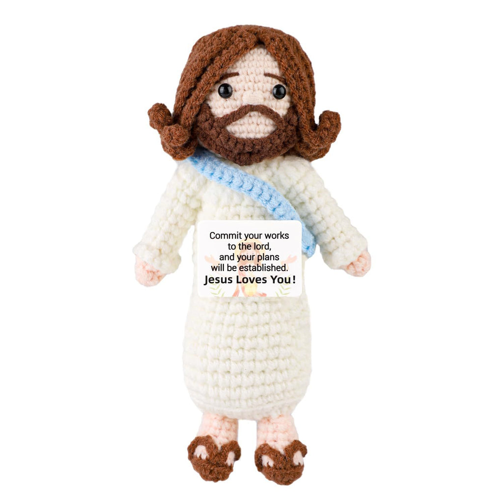 Handmade Crochet Jesus Doll  Inspirational Christian Gift, Positive Encouragement Plush, Faith-Based Decor