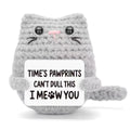 Handmade Crochet Positive Cat Doll, Cute Encouragement Plush, Emotional Support Kitten, Inspirational Cheer-Up Gift