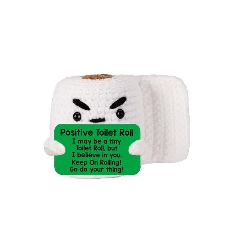 Handmade Crochet Positive Toilet Roll Doll, Funny Encouragement Plush, Humorous Emotional Support Toy, Novelty Cheer-Up Gift