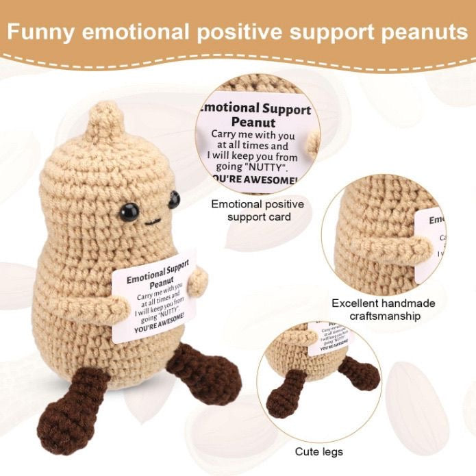 Handmade Crochet Emotional Support Peanut Doll, Cute Encouragement Plush, Funny Emotional Support Toy, Inspirational Cheer-Up Gift