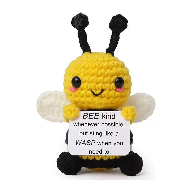Handmade Crochet Positive Bee Doll, Cute Encouragement Plush, Insect-Themed Emotional Support Toy, Inspirational Cheer-Up Gift