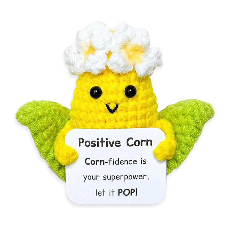 Handmade Crochet Positive Corn Plush Motivational Confidence Boost Gift Cute Emotional Ornaments Support Desk Decor