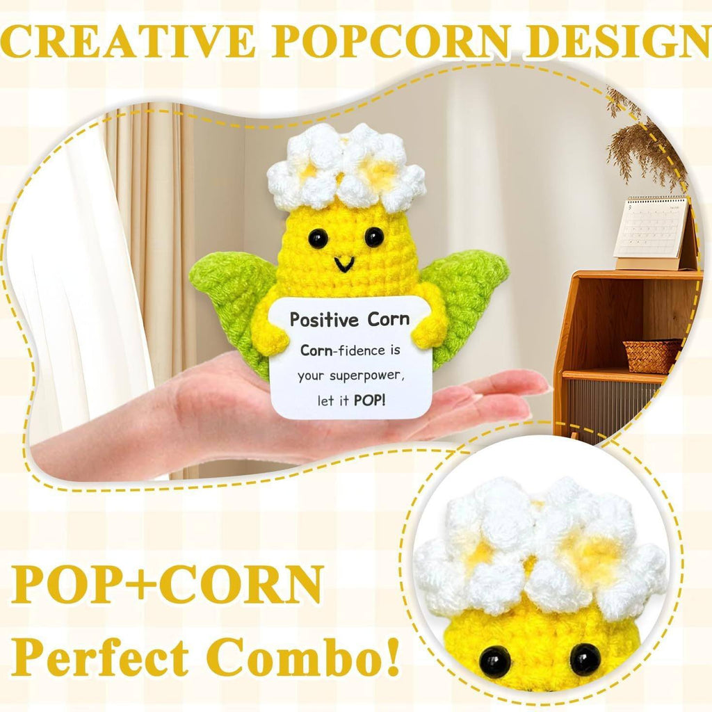 Handmade Crochet Positive Corn Plush Motivational Confidence Boost Gift Cute Emotional Ornaments Support Desk Decor