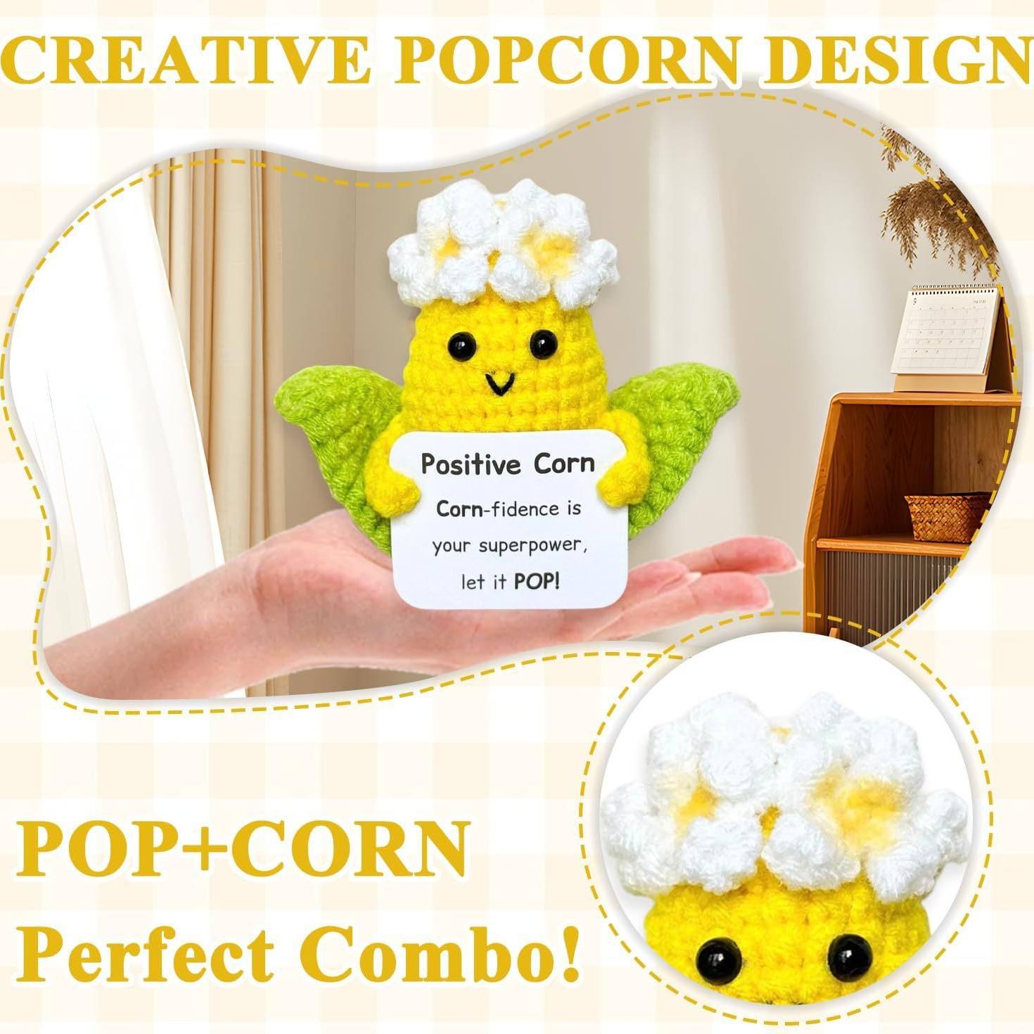 Handmade Crochet Positive Corn Plush Motivational Confidence Boost Gift Cute Emotional Ornaments Support Desk Decor