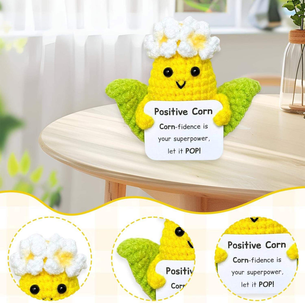 Handmade Crochet Positive Corn Plush Motivational Confidence Boost Gift Cute Emotional Ornaments Support Desk Decor