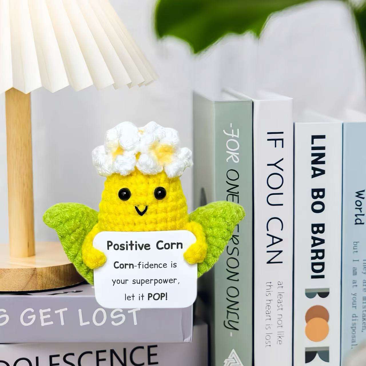 Handmade Crochet Positive Corn Plush Motivational Confidence Boost Gift Cute Emotional Ornaments Support Desk Decor