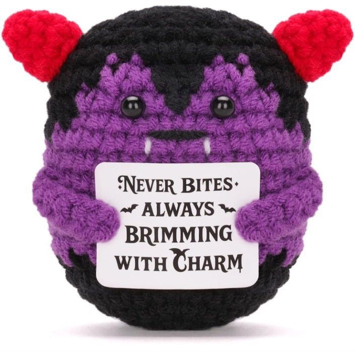 Halloween Positive-Energy Little Devil Handmade Crochet Monster Doll Motivational Gift Decor