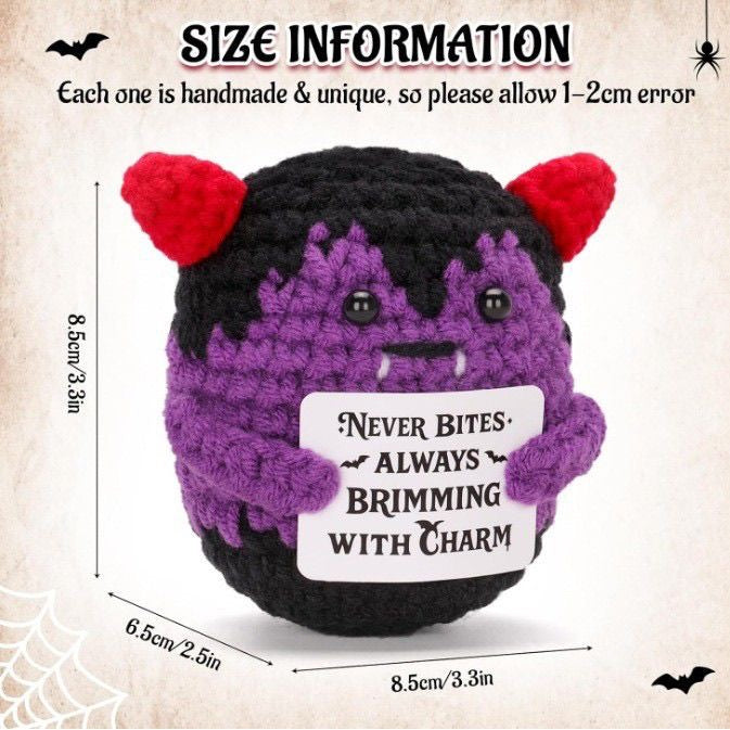 Halloween Positive-Energy Little Devil Handmade Crochet Monster Doll Motivational Gift Decor