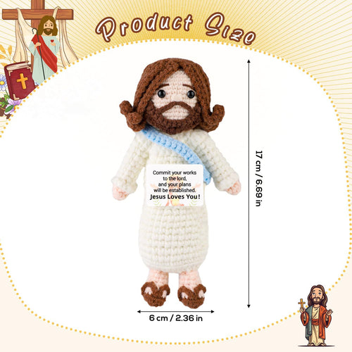 Handmade Crochet Jesus Doll  Inspirational Christian Gift, Positive Encouragement Plush, Faith-Based Decor