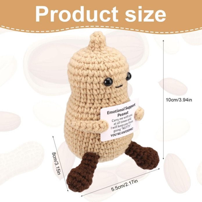 Handmade Crochet Emotional Support Peanut Doll, Cute Encouragement Plush, Funny Emotional Support Toy, Inspirational Cheer-Up Gift