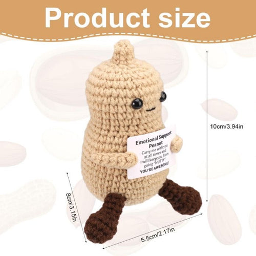Handmade Crochet Emotional Support Peanut Doll, Cute Encouragement Plush, Funny Emotional Support Toy, Inspirational Cheer-Up Gift