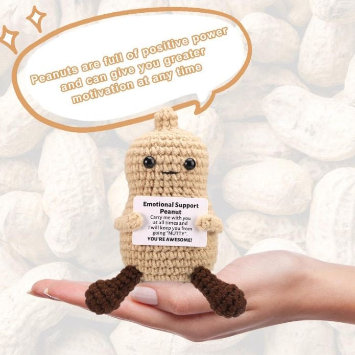 Handmade Crochet Emotional Support Peanut Doll, Cute Encouragement Plush, Funny Emotional Support Toy, Inspirational Cheer-Up Gift