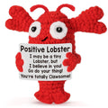 Handmade Crochet Positive Lobster Cotton Wool Motivational Knitted Yarn Doll Cute Emotional Support Gift Desk Decor
