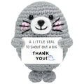 Handmade Crocheted Thank You Mini Gray Seal Positive Energy Doll Creative Sweet Gratitude Gift Ornament Animal Toy