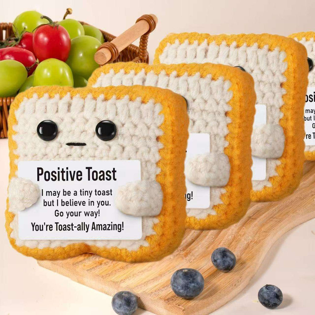 Handmade Crochet PositiveButter Toast Bread Doll Ornaments Encouragement Gift