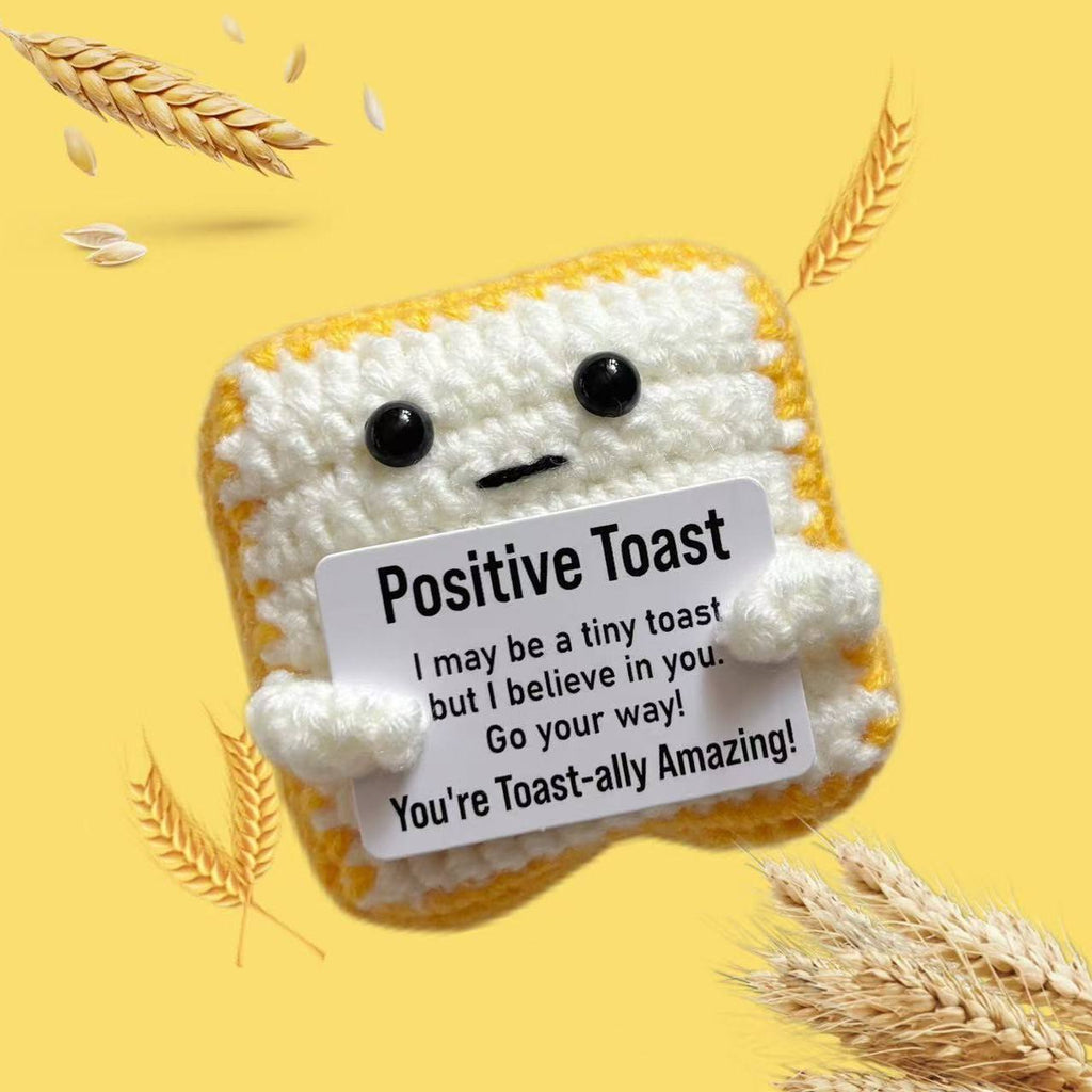 Handmade Crochet PositiveButter Toast Bread Doll Ornaments Encouragement Gift